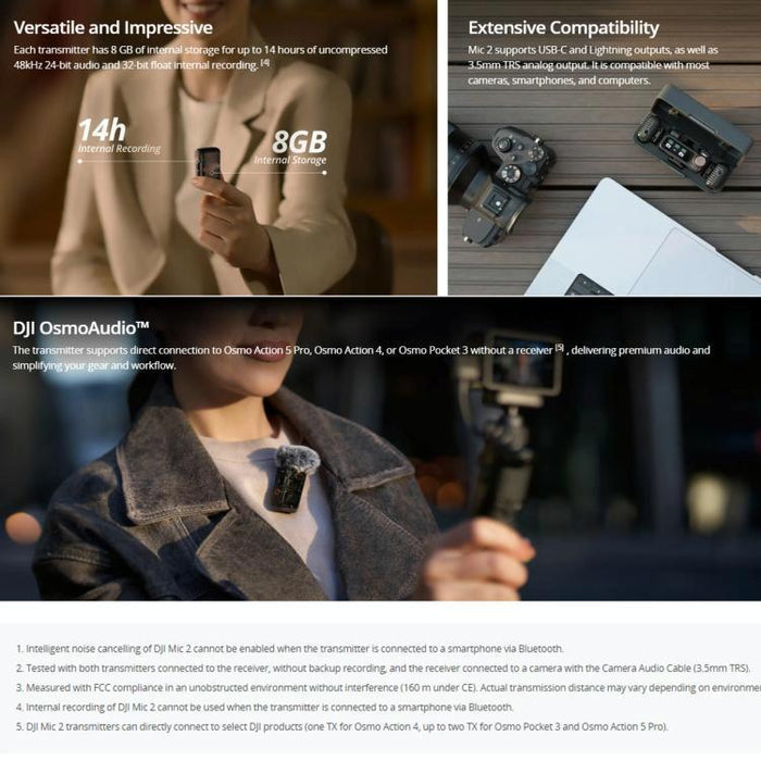 2 Tx + 1 Rx + Charging Case For Dji Microphone 2