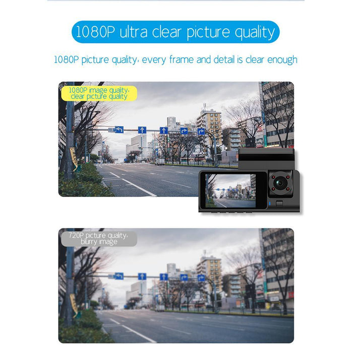 1080P 3-Lens Infrared Night Vision Driving Recorder With Wifi