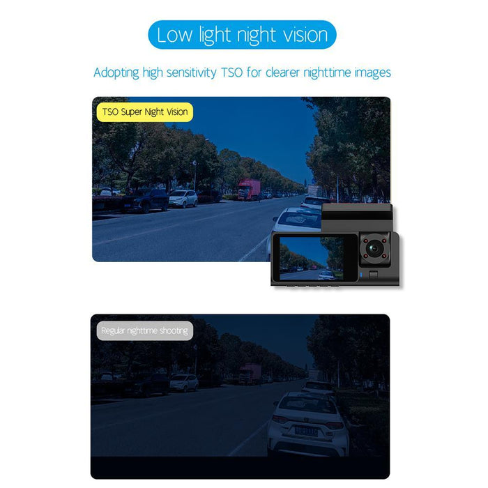 1080P 3-Lens Infrared Night Vision Driving Recorder With Wifi