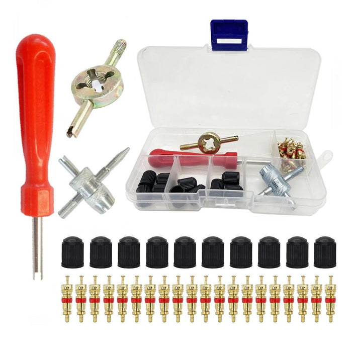 33-Piece Tire Valve Core Repair Kit For Cars And Bicycles
