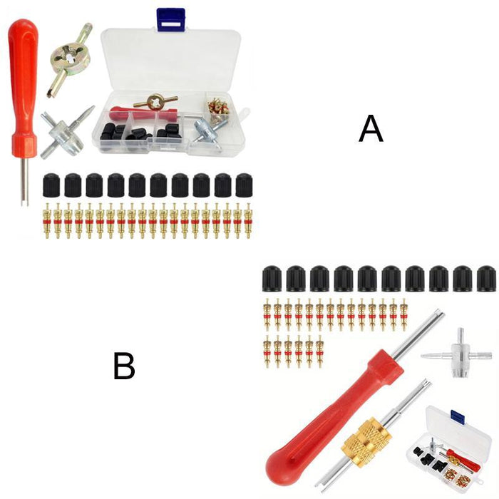 33-Piece Tire Valve Core Repair Kit For Cars And Bicycles