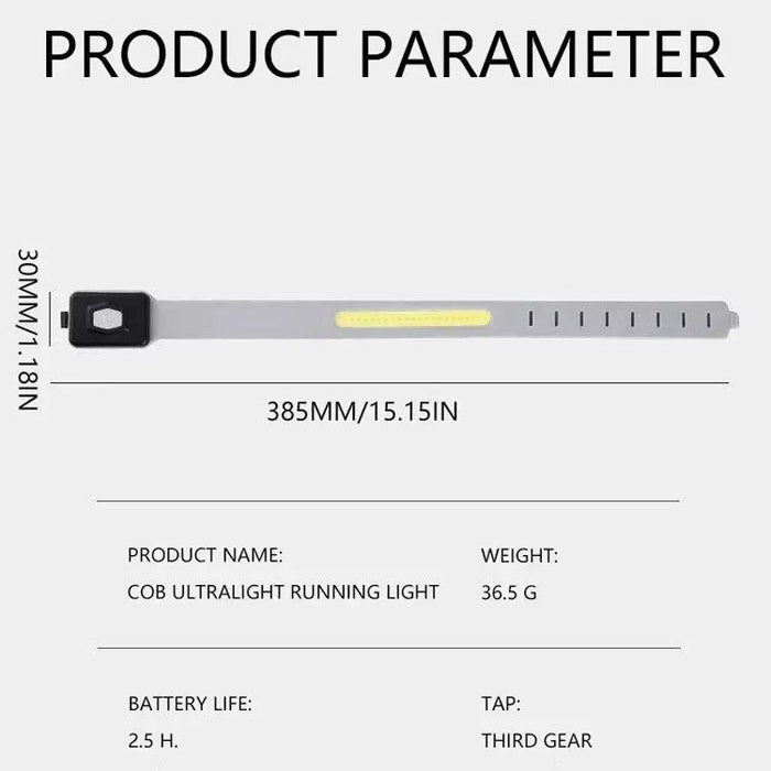 Cob Rechargeable Armband Light For Night Running Gray