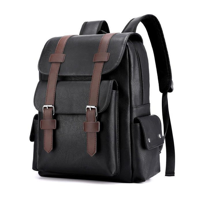 Large Capacity Pu Leather Laptop Backpack For Travel & School