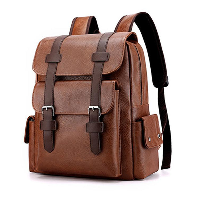 Large Capacity Pu Leather Laptop Backpack For Travel & School