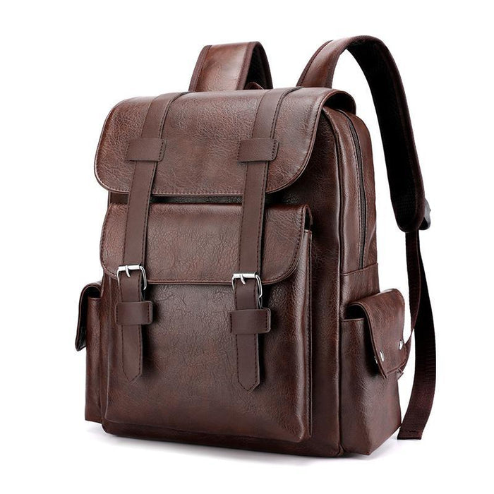 Large Capacity Pu Leather Laptop Backpack For Travel & School