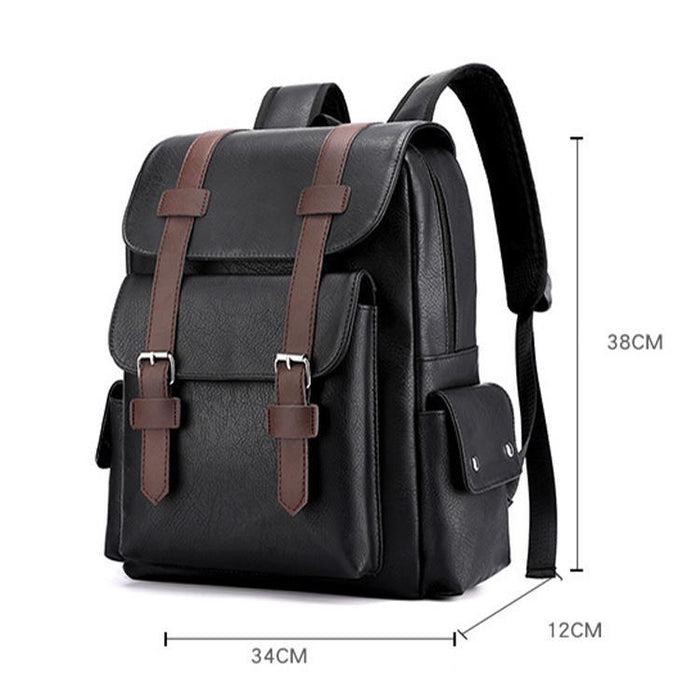 Large Capacity Pu Leather Laptop Backpack For Travel & School