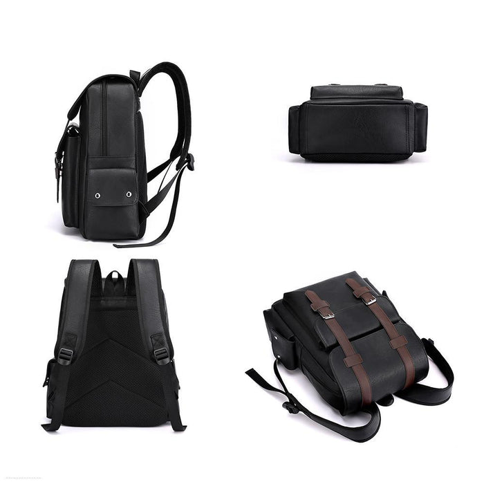 Large Capacity Pu Leather Laptop Backpack For Travel & School