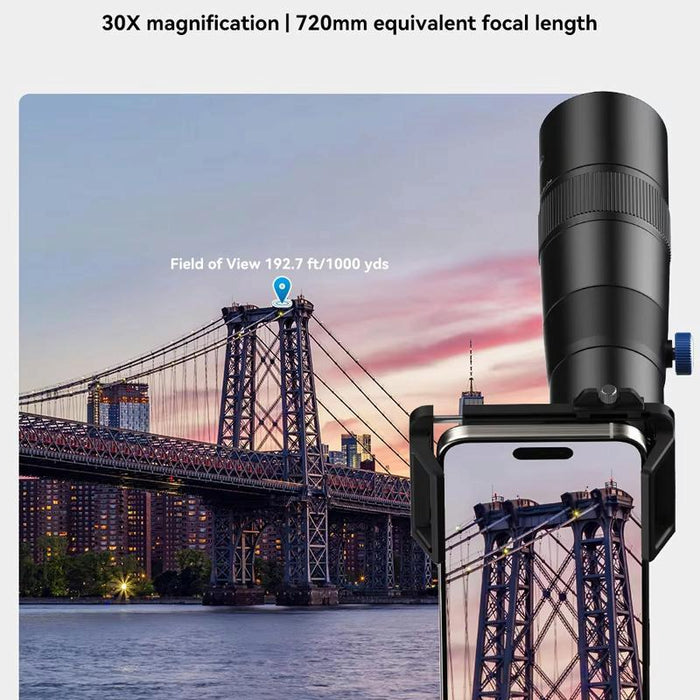 30X 720Mm Phone Telephoto Lens With Tripod Kit Black