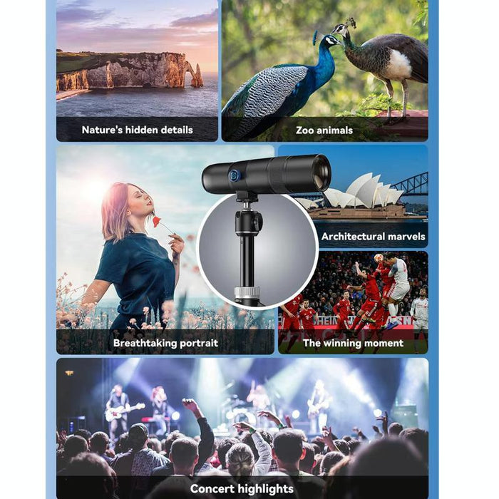 30X 720Mm Phone Telephoto Lens With Tripod Kit Black