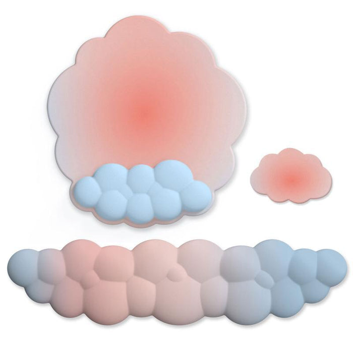 3 Piece Cloudy Gradient Memory Foam Wrist & Mouse Pad Set Blue+Gray
