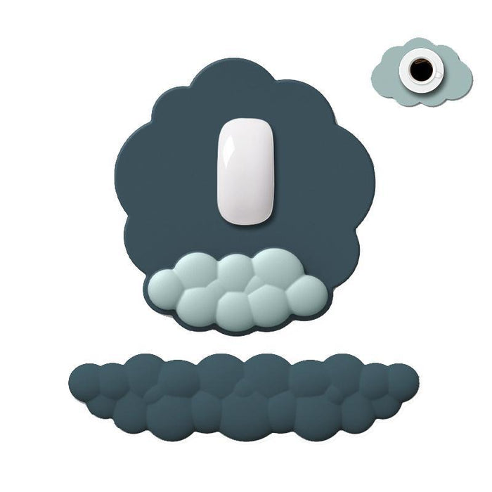 3 Piece Cloudy Gradient Memory Foam Wrist & Mouse Pad Set Blue+Gray