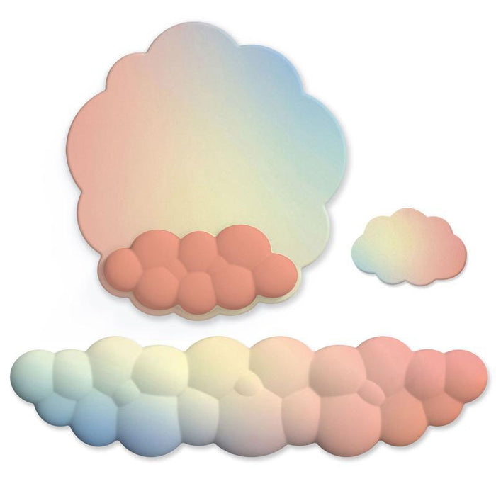 3 Piece Cloudy Gradient Memory Foam Wrist & Mouse Pad Set Blue+Gray
