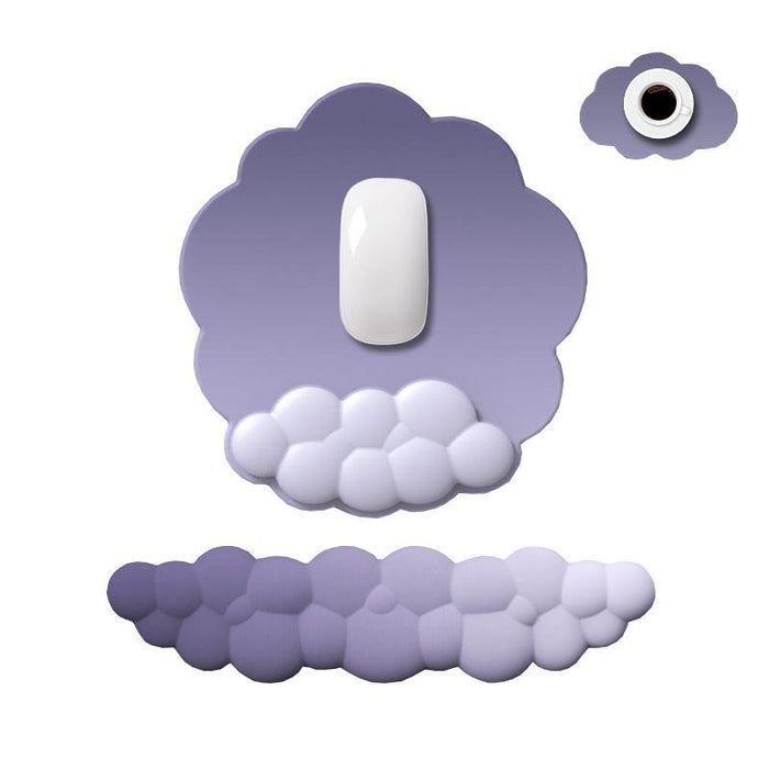 3 Piece Cloudy Gradient Memory Foam Wrist & Mouse Pad Set Blue+Gray