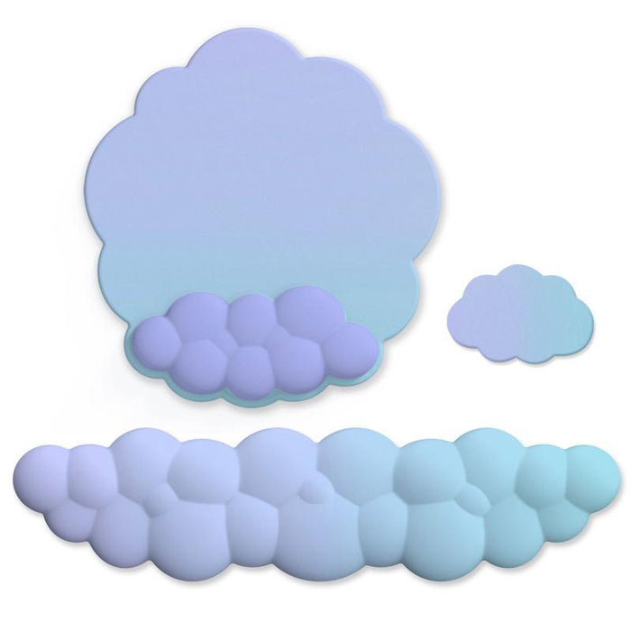 3 Piece Cloudy Gradient Memory Foam Wrist & Mouse Pad Set Blue+Gray