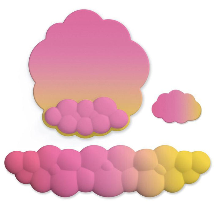 3 Piece Cloudy Gradient Memory Foam Wrist & Mouse Pad Set Blue+Gray