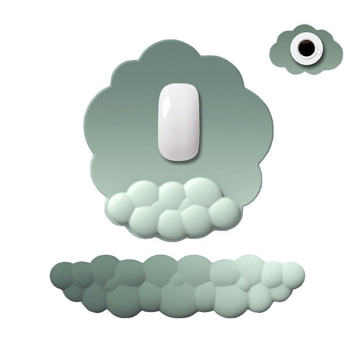 3 Piece Cloudy Gradient Memory Foam Wrist & Mouse Pad Set Blue+Gray