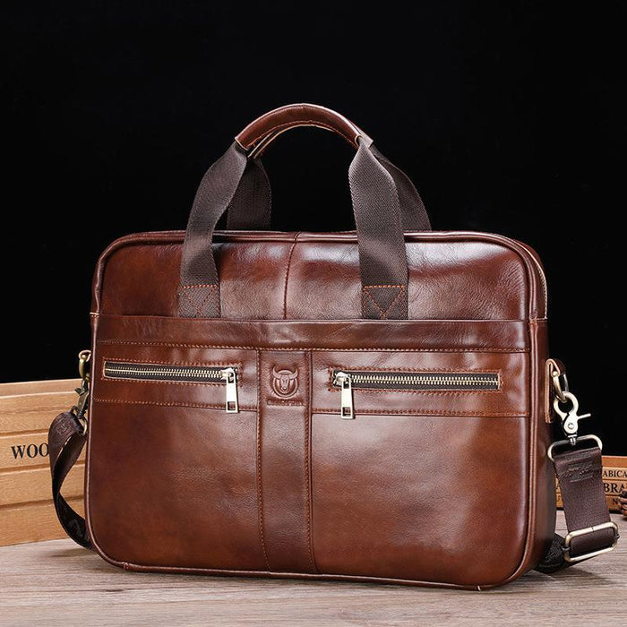 Large Capacity Retro Cowhide Briefcase