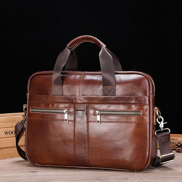 Large Capacity Retro Cowhide Briefcase