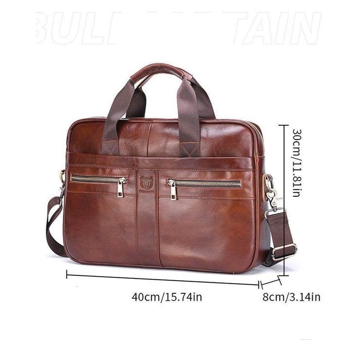Large Capacity Retro Cowhide Briefcase