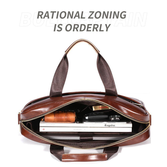 Large Capacity Retro Cowhide Briefcase