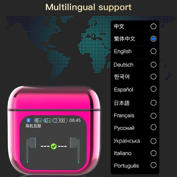 1.9 Inch Tft Full-Colour Touchscreen Wireless 5.4 Earbuds Anc+Enc Noise Reduction In-Ear Sports Earphones