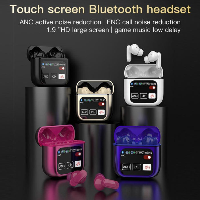 1.9 Inch Tft Full-Colour Touchscreen Wireless 5.4 Earbuds Anc+Enc Noise Reduction In-Ear Sports Earphones