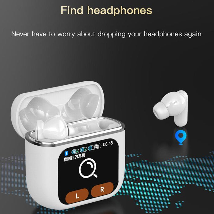 1.9 Inch Tft Full-Colour Touchscreen Wireless 5.4 Earbuds Anc+Enc Noise Reduction In-Ear Sports Earphones