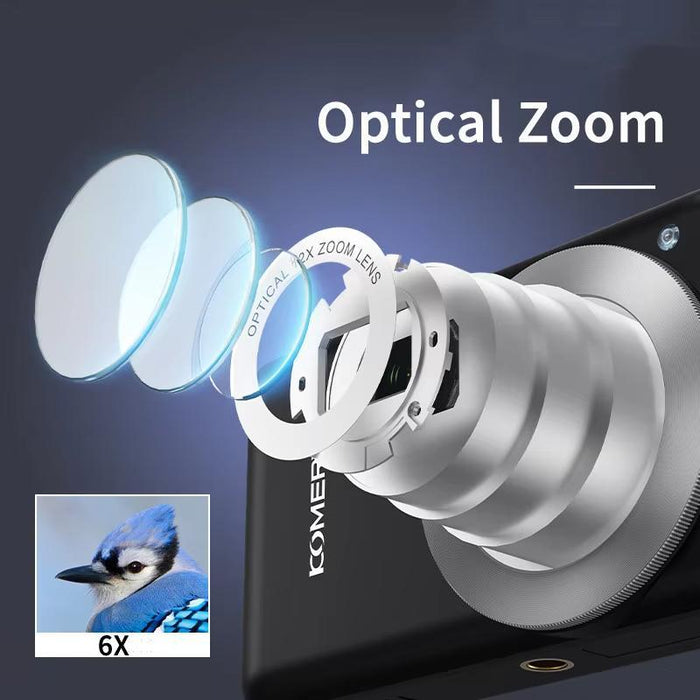 3 Inch 6X Optical Zoom 4K Camera With 3 Ips Screen & 32G Memory
