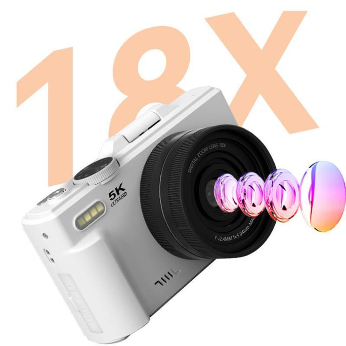 5K Hd Camera With 18X Zoom & Wifi Flip Screen