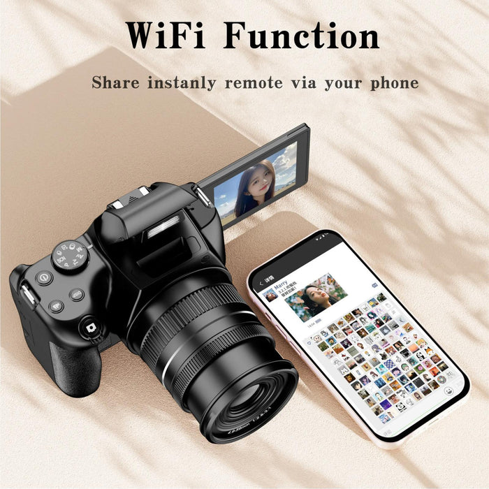 72Mp 4K Wifi Camera With 12X Zoom & Flip Screen