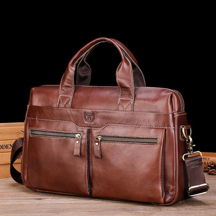 Large Capacity Retro Cowhide Briefcase
