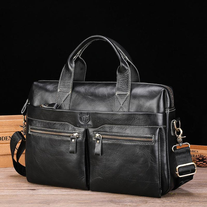 Large Capacity Retro Cowhide Briefcase