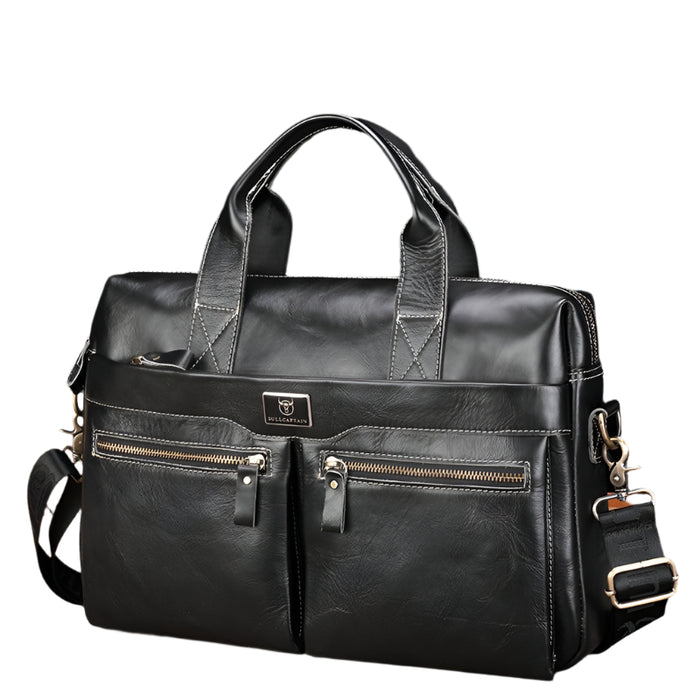 Large Capacity Retro Cowhide Briefcase