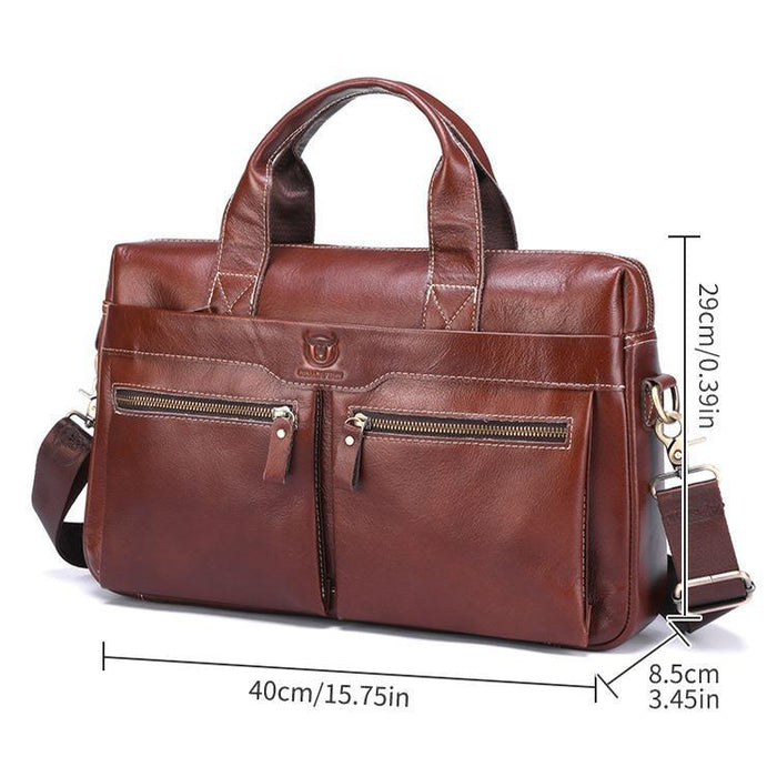 Large Capacity Retro Cowhide Briefcase
