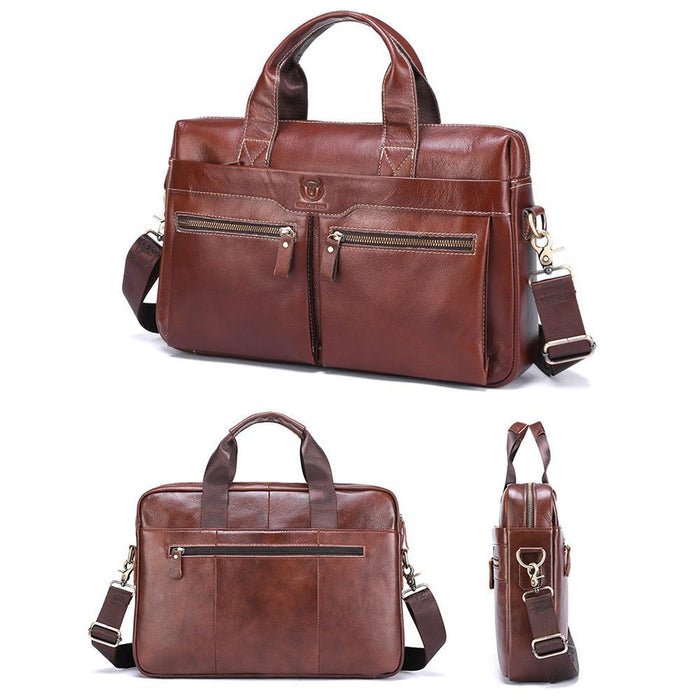 Large Capacity Retro Cowhide Briefcase