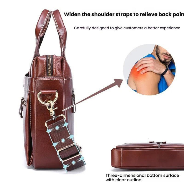 Large Capacity Retro Cowhide Briefcase