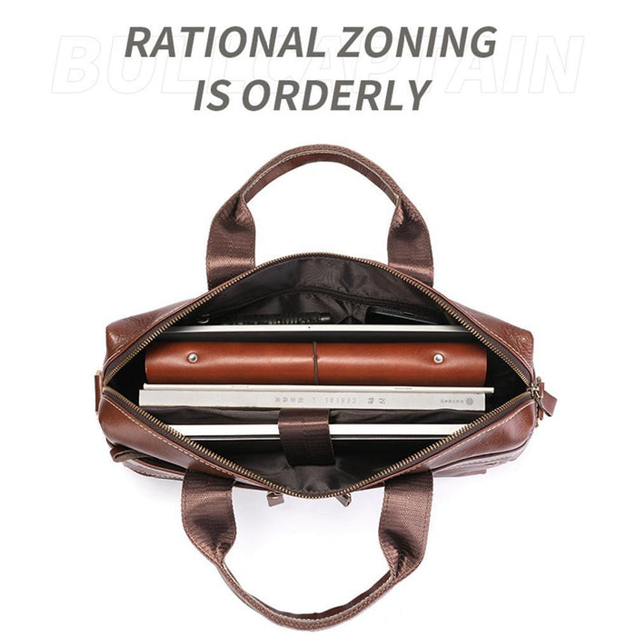 Large Capacity Retro Cowhide Briefcase