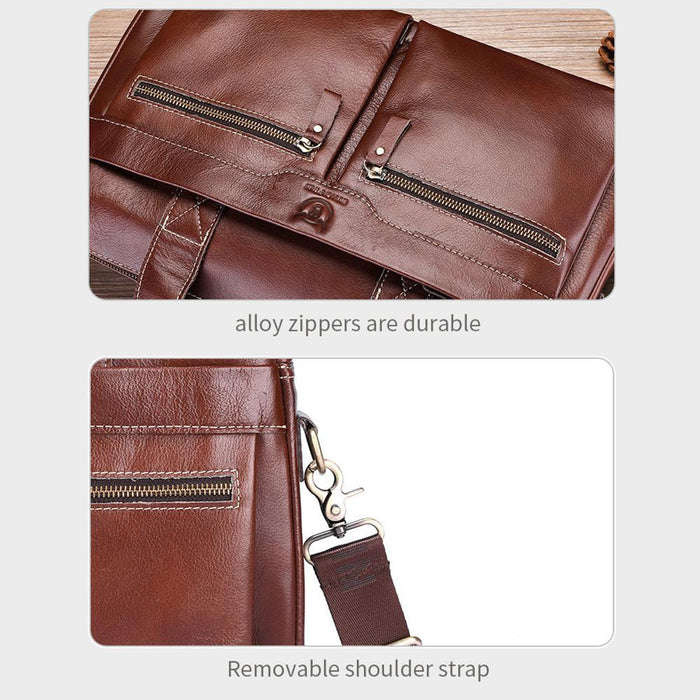 Large Capacity Retro Cowhide Briefcase