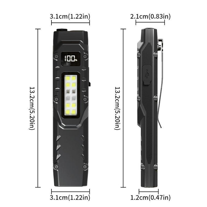Compact Self-Defense Flashlight With Pen Clip