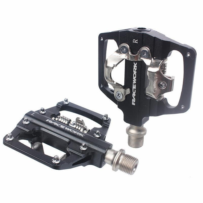 2-In-1 Mtb Pedals Spd + Flat Self-Locking