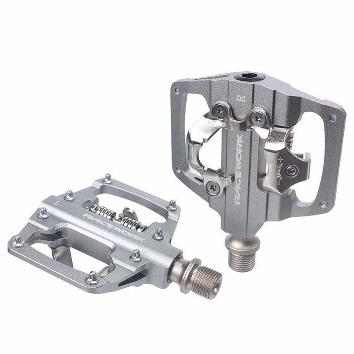 2-In-1 Mtb Pedals Spd + Flat Self-Locking