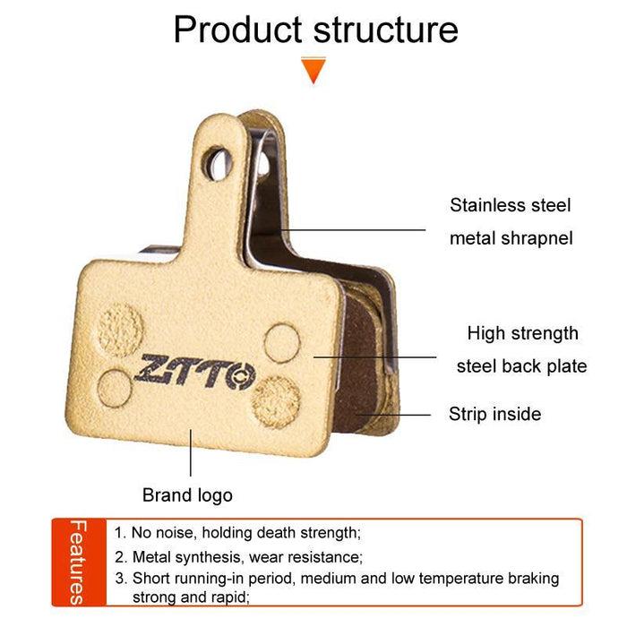 2 Pairs Full Metal Mountain Bike Brake Pads Copper Base Model Mj-01B