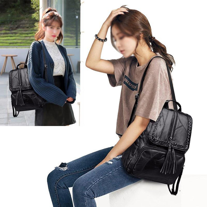 Simple Black Pu Leather Shoulder Bag For Women