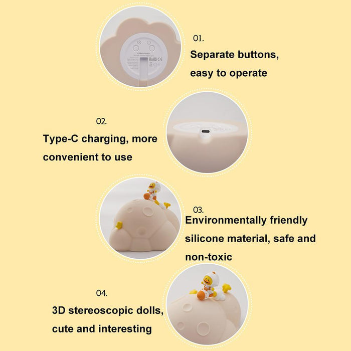 Cartoon Astronaut Moon Lamp Warm Light