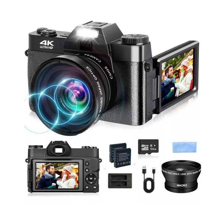 3 Inch 75Mp 4K Retro Mirrorless Camera With Wifi And Flip Screen