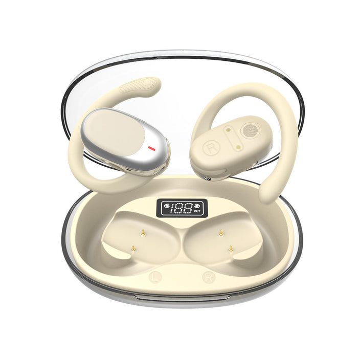 Air Conduction Bluetooth Earphones With Transparent Digital Display Case