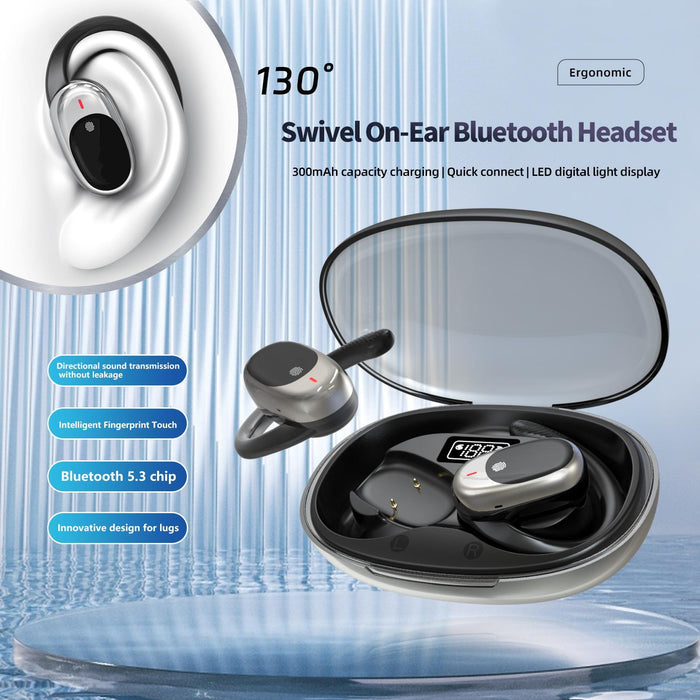 Air Conduction Bluetooth Earphones With Transparent Digital Display Case