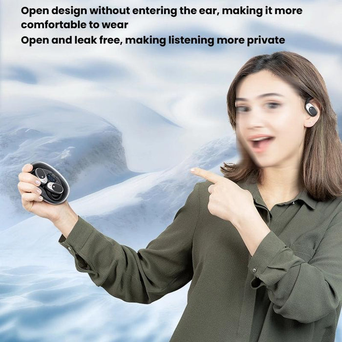 Air Conduction Bluetooth Earphones With Transparent Digital Display Case
