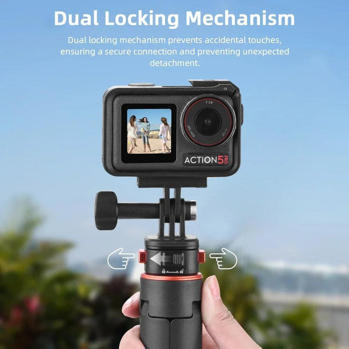 1.63M Magnetic Quick-Release Tripod Selfie Stick For Action Cameras For Vlogging Outdoor Sports Black