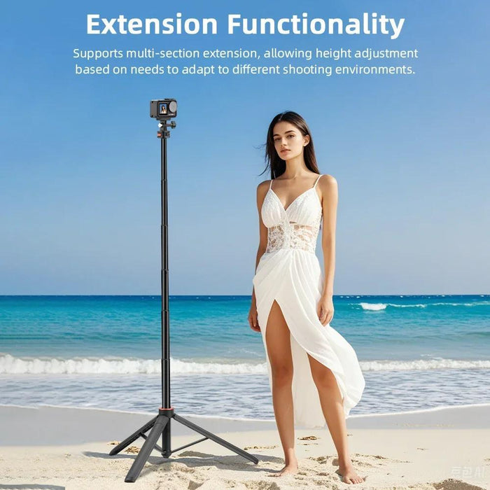 1.63M Magnetic Quick-Release Tripod Selfie Stick For Action Cameras For Vlogging Outdoor Sports Black